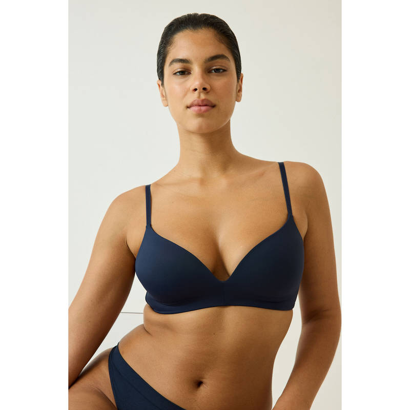 H&M Women Navy Blue Padded non-wired microfibre bra (36B)