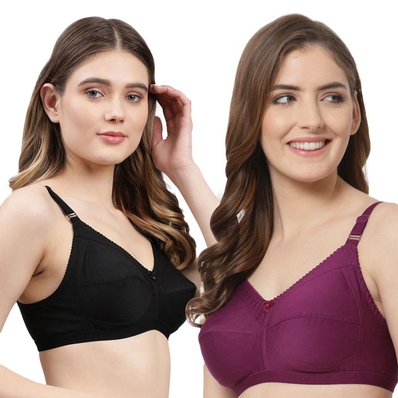 Cukoo Women Pack of 2 Pure Cotton Non Padded Everyday Bra (Pack of 2) (34B)
