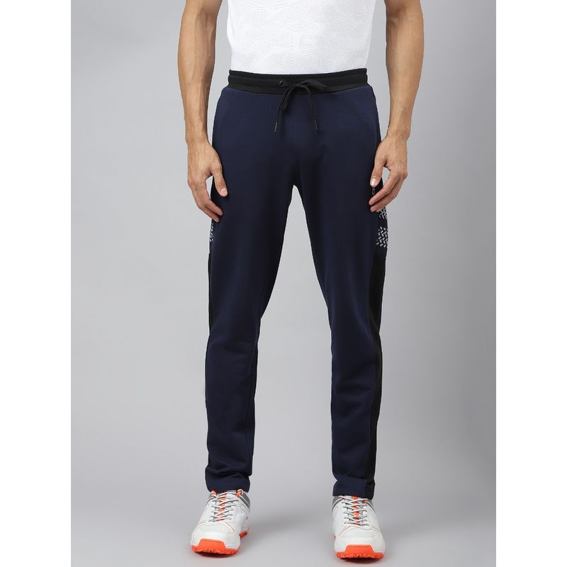 Alcis Men Graphic Navy Blue Soft Touch Athleisure Track Pant (L)
