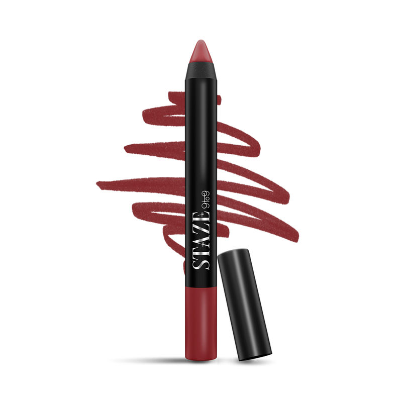 STAZE 9 To 9 Pout On Matte and Smudgeproof Lip Crayon - 10 Royally Ruby