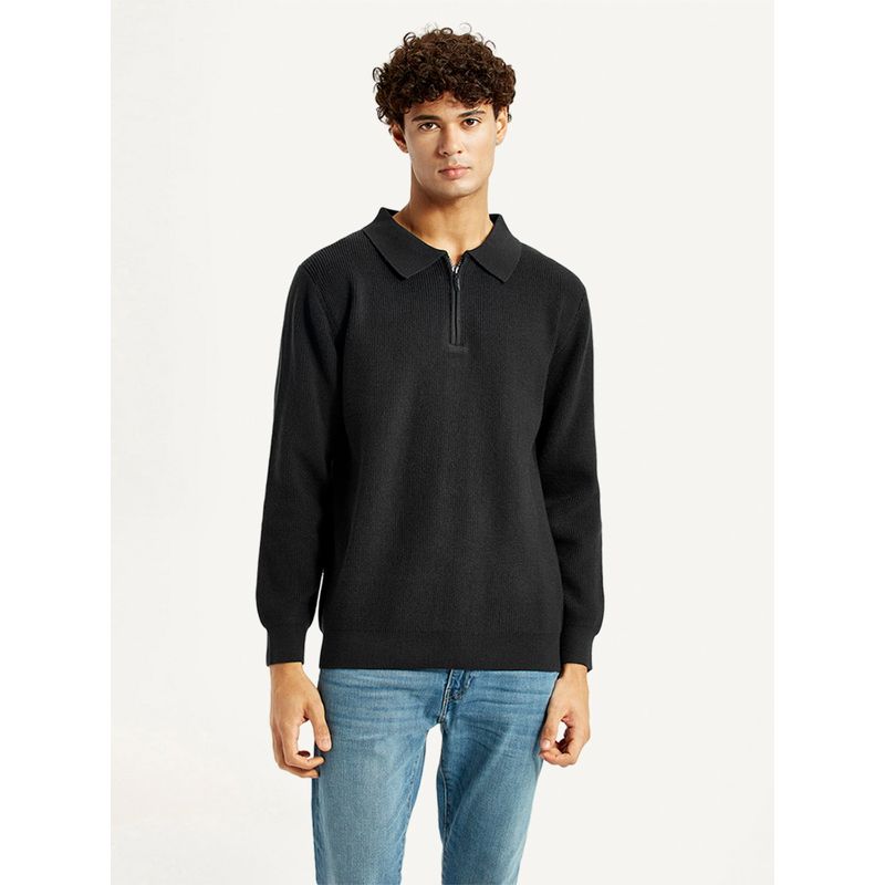 Levi's Men's Self Design Black Neck Sweater (M)