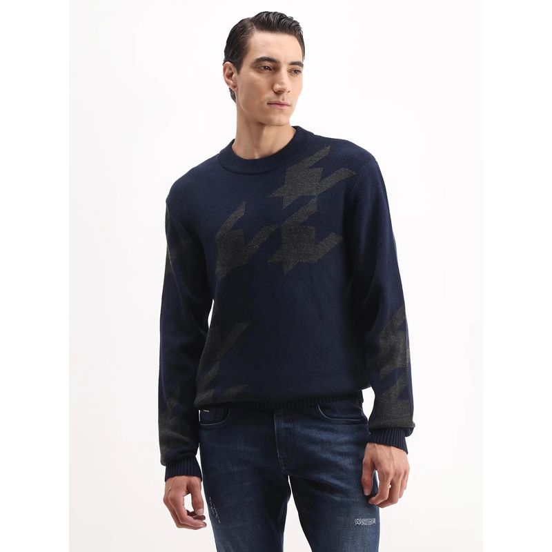 Rare Rabbit Regular Fit Printed Sweater (S)