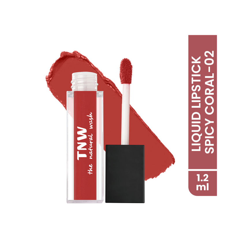 TNW The Natural Wash Matte Velvet Longstay Liquid Mini Lipstick - 02 Spicy Coral