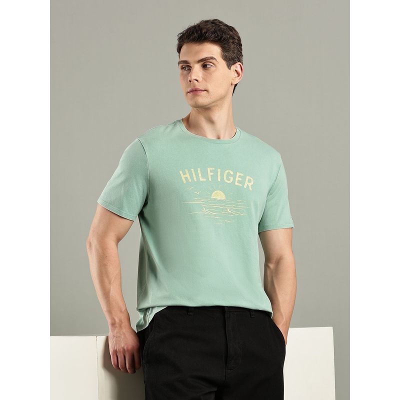 Tommy Hilfiger Green Logo Regular Fit Cotton T-Shirt (XS)