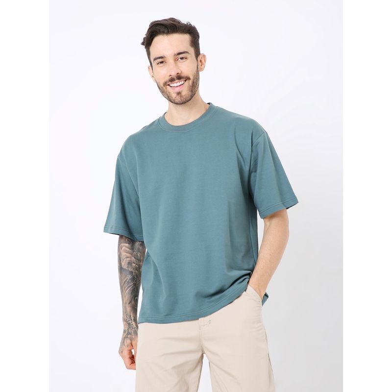 BLNK Oversized Sapphire Teal Solid T-Shirt (M)
