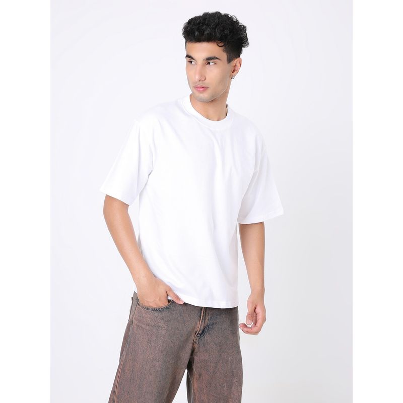BLNK Oversized White Solid T-Shirt (S)