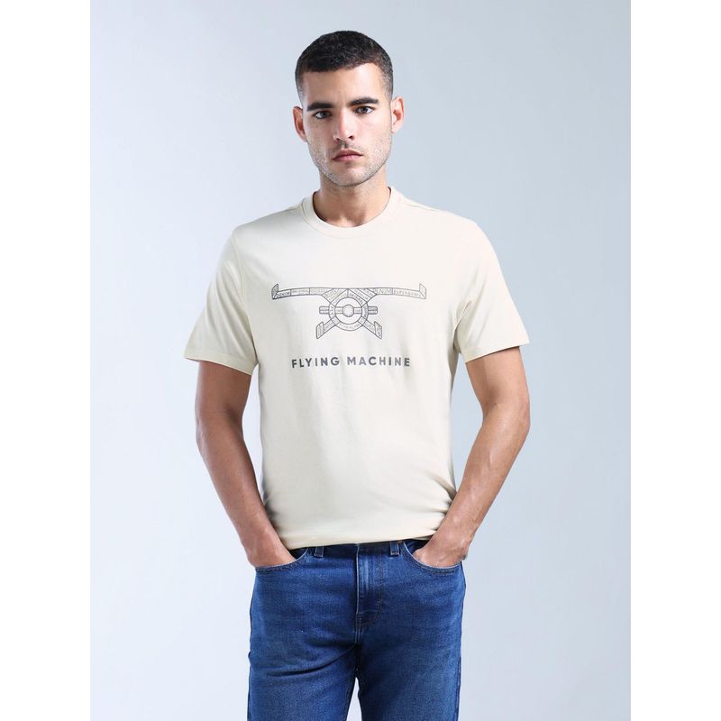 Flying Machine White Pure Cotton Regular Fit T-Shirt (M)