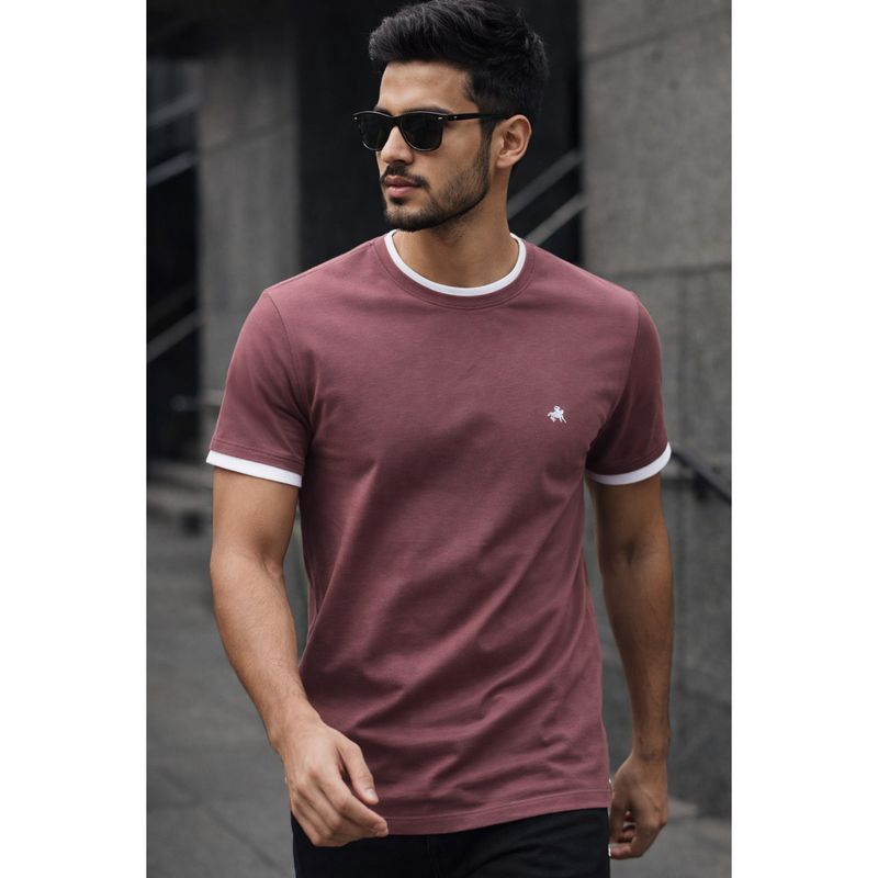 Parcel Yard Maroon Men Solid Cotton Round Neck Half Sleeve Regular Fit T Shirt (XL)