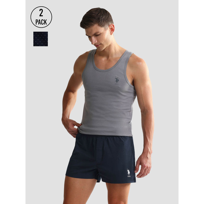 U.S. POLO ASSN. Mid Rise Solid Oex05 Shorts (Pack of 2) (L)