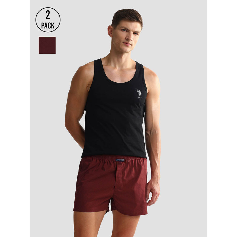 U.S. POLO ASSN. Mid Rise Solid Oex05 Shorts (Pack of 2) (M)