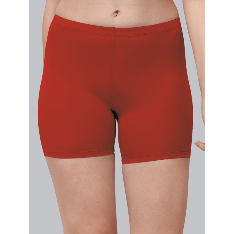 SOIE Red Women's Soft Polyamide Spandex Mid Thigh Length Cycling Shorts (S)
