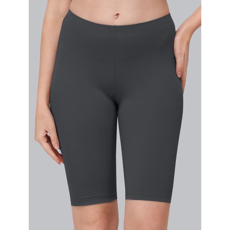 SOIE Grey Women's Soft Polyamide Spandex Mid Thigh Length Cycling Shorts (2XL)