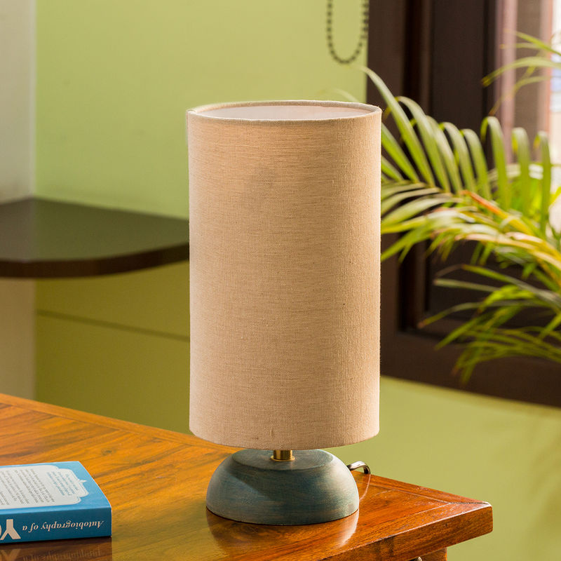 ExclusiveLane 'Faraday' Round Table Lamp In Mango Wood 13 Inch