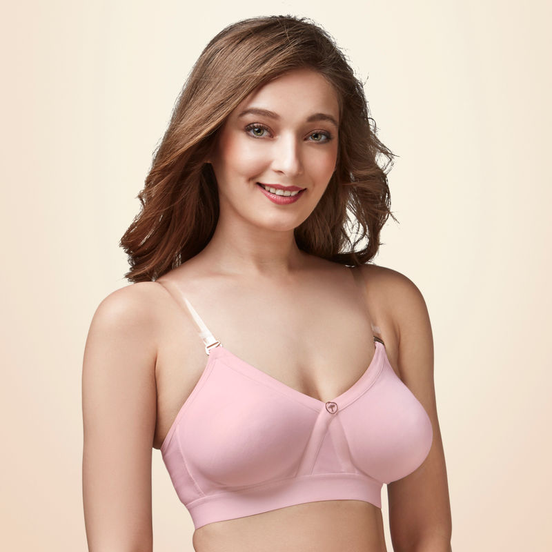 Trylo Alpa Stp Moulded Non-padded Double Layered T Shirt Bra, Full Coverage Bra - Pink (42F)