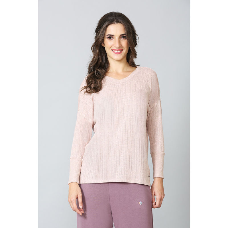 Van Heusen Women V-Neck & Full Sleeve Lounge T-Shirt - Pink (S)