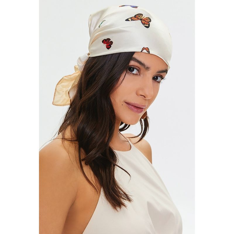 Buy Forever 21 Butterfly Print Satin Head Scarf Online