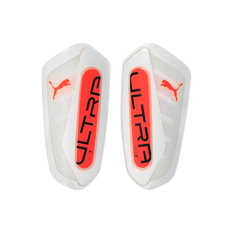 Puma White Ultra Flex Football Sleeves Unisex Shinguards (L)