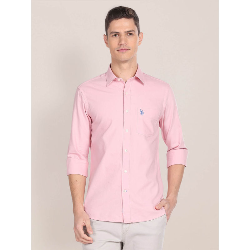 U.S. POLO ASSN. Solid Dobby Cotton Shirt (M)