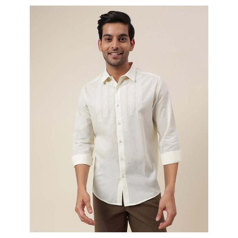 Fabindia Natural Cotton Embroidered Shirt (XS)