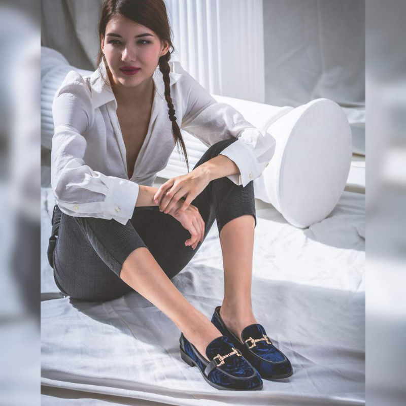 Saint G Cinzia Blue Velvet Moccasins (UK 3)