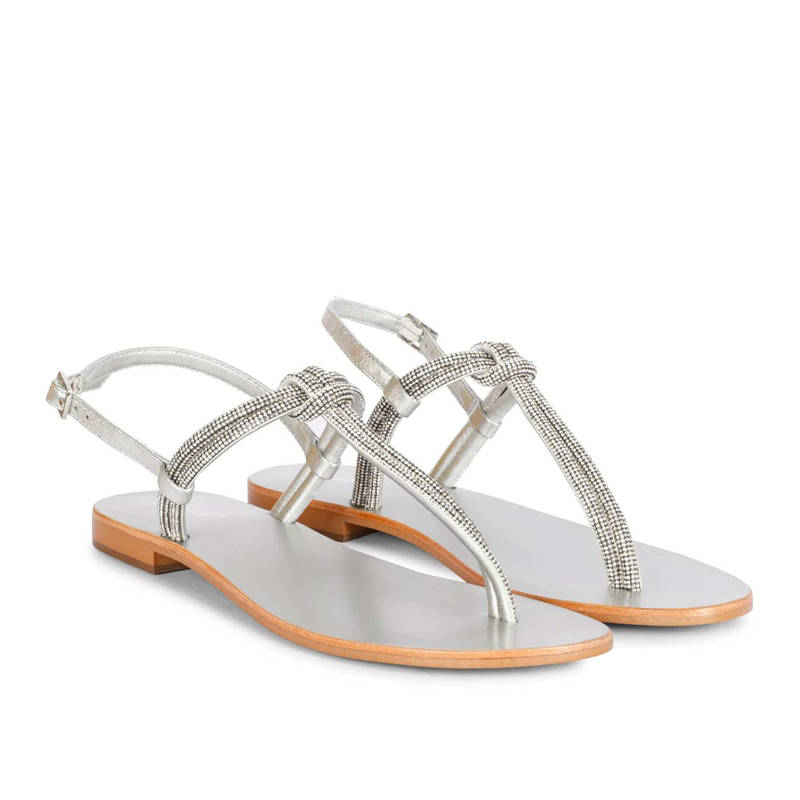 Saint G Silver Leather Sandals (UK 4)