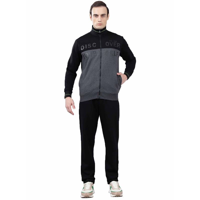 Cantabil Men Black Colour Blocked Track Suit (Set of 2) (L)