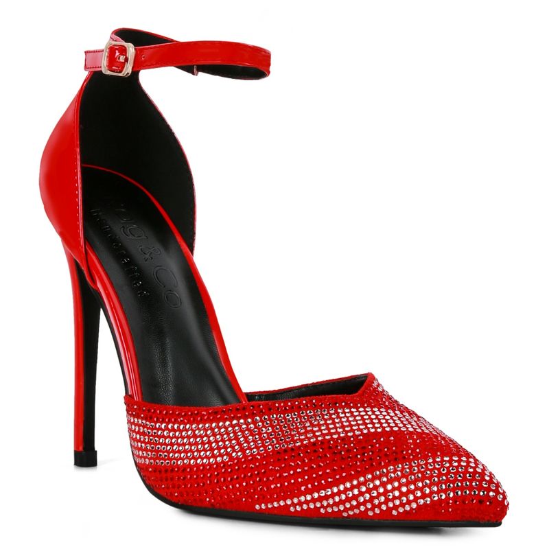 Red stiletto heels top with straps