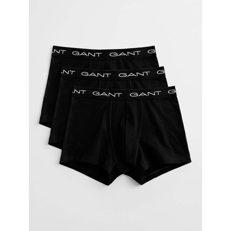 GANT Mens Black Solid Mid Rise Core Trunks (Pack of 3) (M)