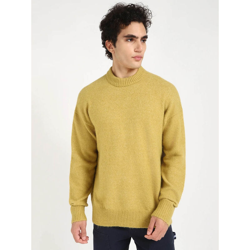 Calvin Klein Woven Relaxed Fit Polyester Sweater-Yellow (M)