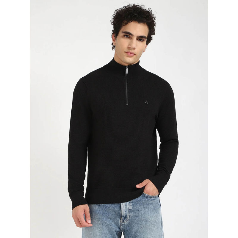 Calvin Klein Textured Regular Fit Cotton Sweater-Black (M)