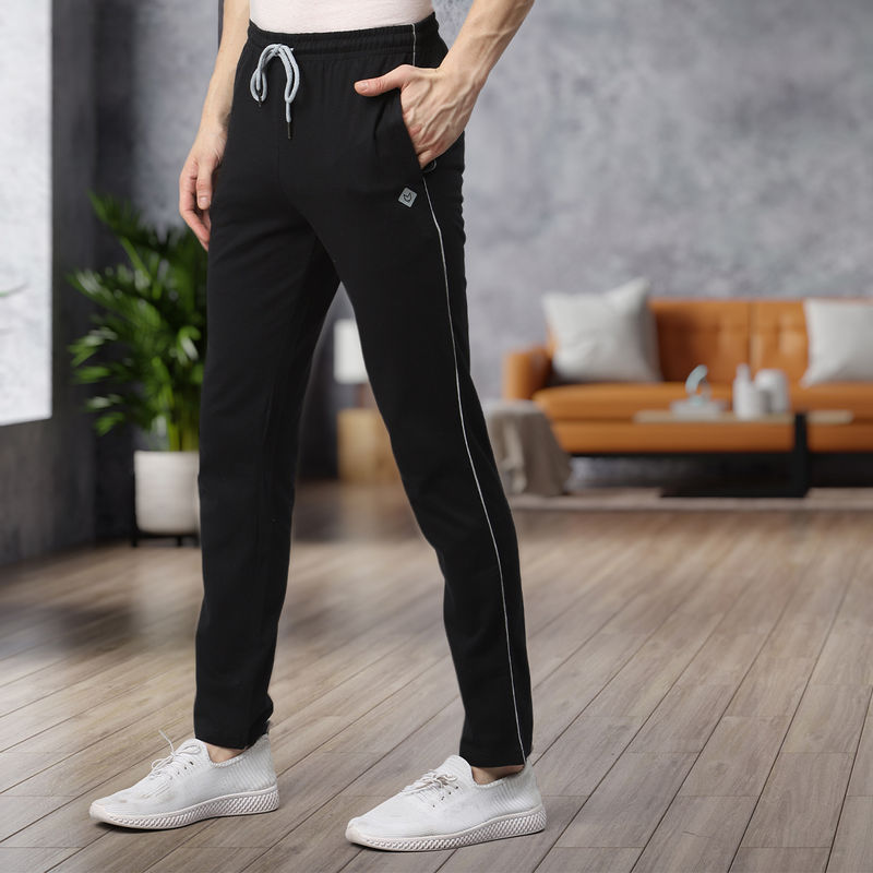 ALMO Fresco Slim Fit Cotton Track Pants - Black (S)