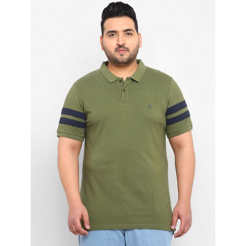 Urbano Plus Men Olive Regular Fit Cotton Polo T-Shirt (2XL)
