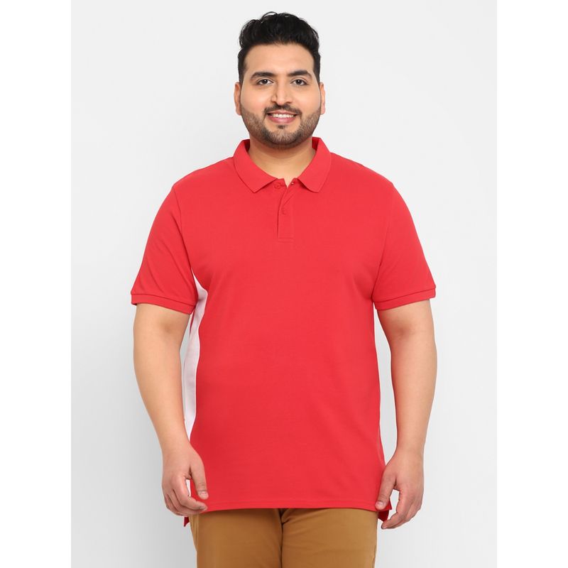 Urbano Plus Men Red Solid Regular Fit Cotton Polo T-Shirt (2XL)