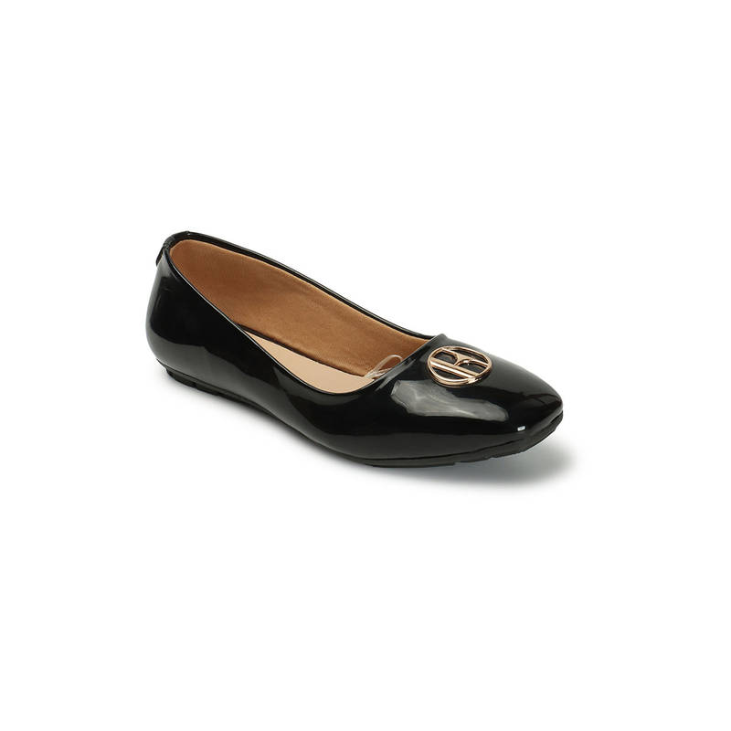 ELLE Womens Black Color Solid Comfortable Party Wear Flats (EURO 40)