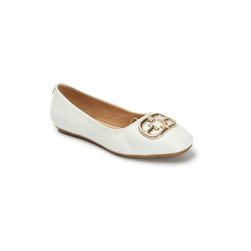 ELLE Womens White Color Solid Comfortable Party Wear Flats (EURO 37)