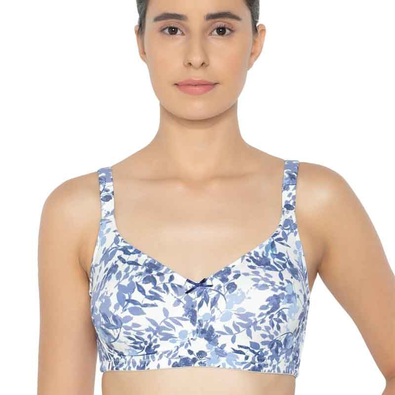Triumph Non Padded Non Wired Floral Print Minimizer Bra - Blue (36C)