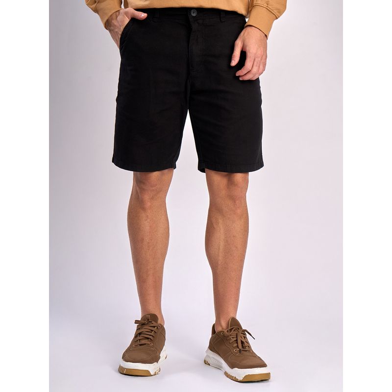 Bene Kleed Men Black Cotton Solid Chino Shorts (30)
