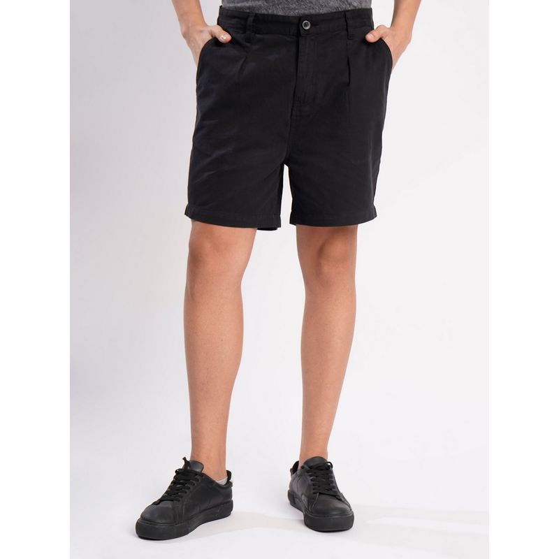 Bene Kleed Men Black Cotton Solid Chino Shorts (28)