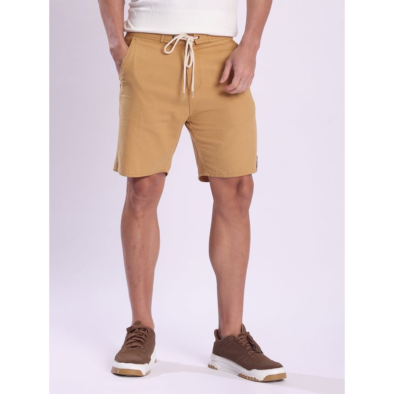 Bene Kleed Men Khaki Cotton Solid Shorts (36)
