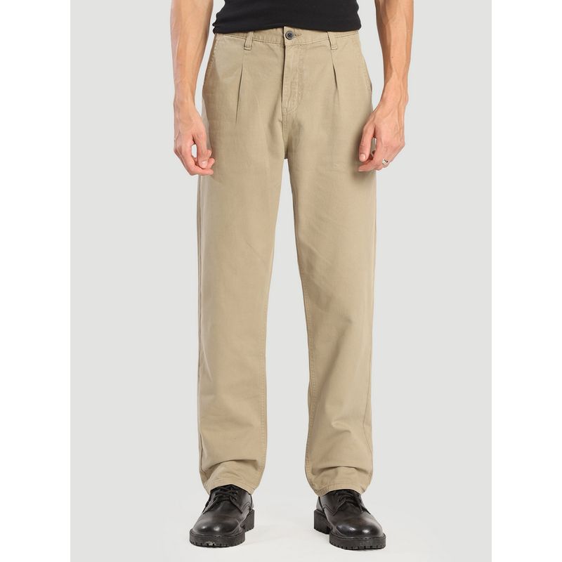 Bene Kleed Men Relaxed Fit Solid Beige Chinos (32)