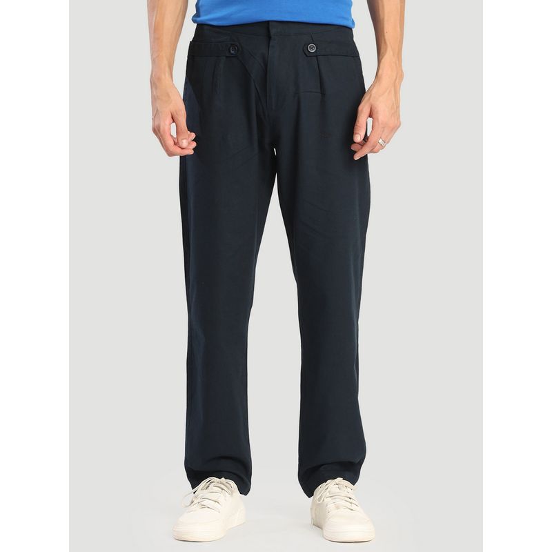 Bene Kleed Men Mid Rise Cotton Navy Blue Chinos (32)