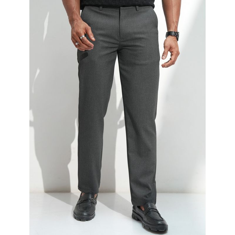 HIGHLANDER Men Tapered Fit Grey Formal Pants (30)