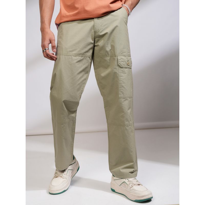 HIGHLANDER Men Rib Stop Dobby Beige Cargos (30)