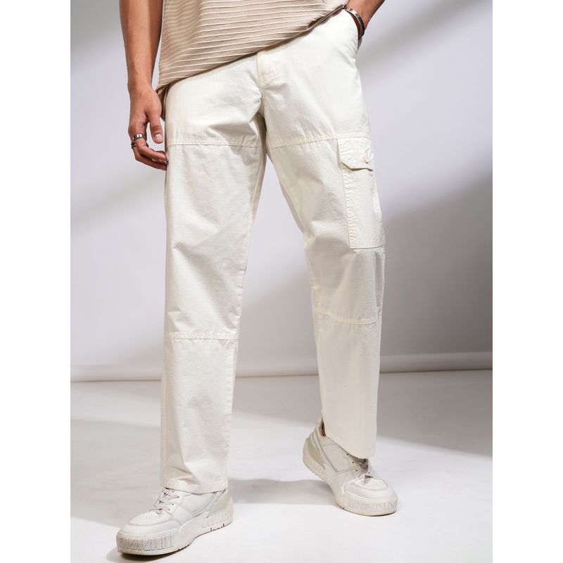 HIGHLANDER Men Rib Stop Dobby White Cargos (30)