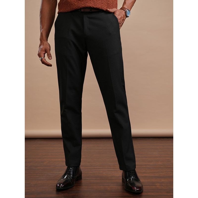 HIGHLANDER Men Comfort Slim Fit Charcoal Formal Pant (32)