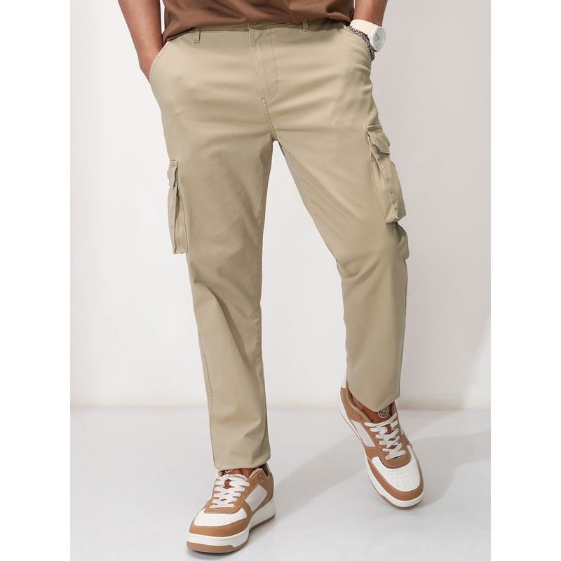HIGHLANDER Men Tapered Fit Khaki Cargos (32)
