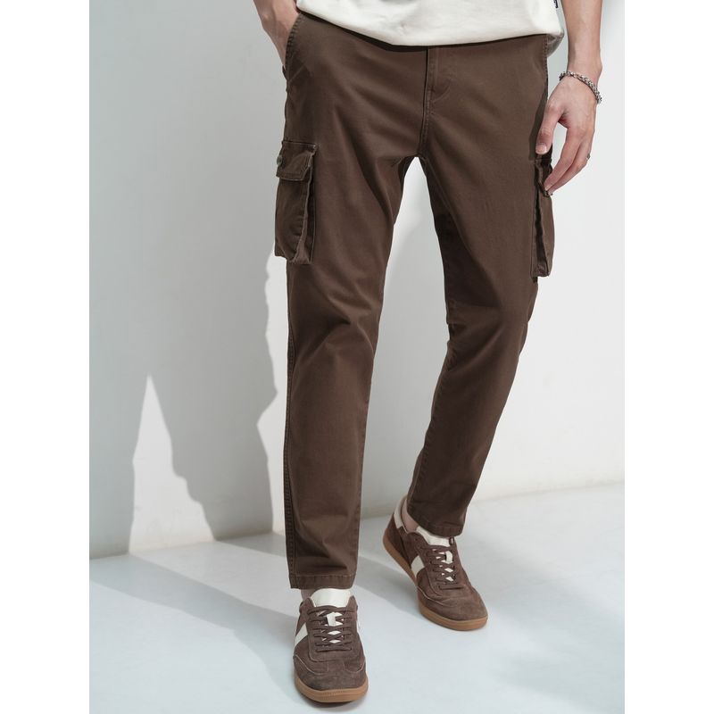 HIGHLANDER Men Mid Rise Cotton Brown Cargos (32)