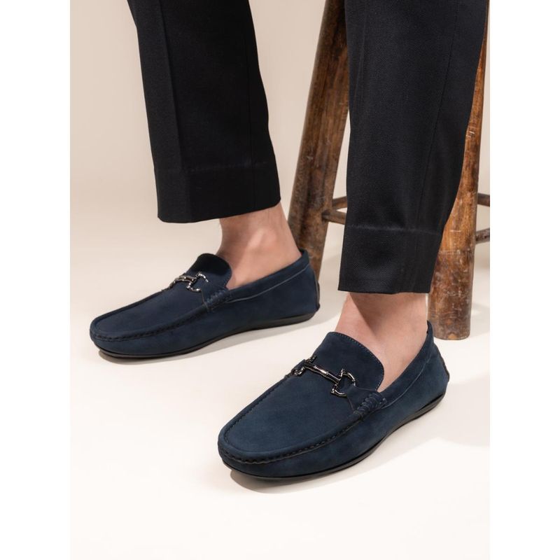 Hydes N Hues 100% Genuine Sheep Suede Leather Loafers for Men Blue (40)