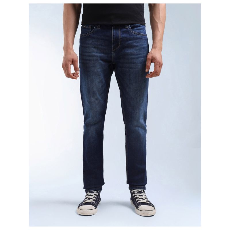 Flying Machine Men Blue Cotton Solid Slim Jeans (30)