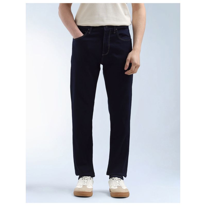 Flying Machine Men Blue Cotton Solid Straight Jeans (30)